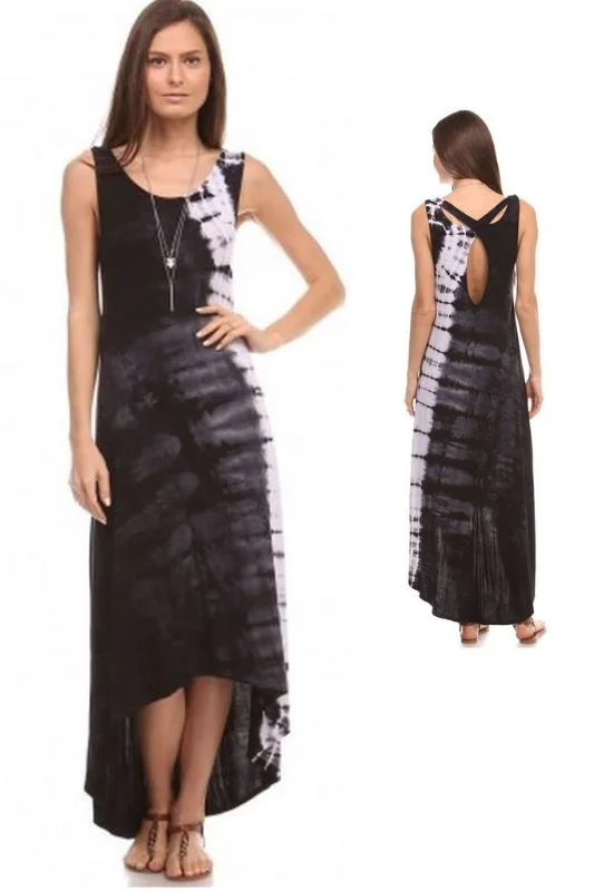 Urban X Hi Lo Maxi Dress- Black Trendy Maxi Dress with Straps