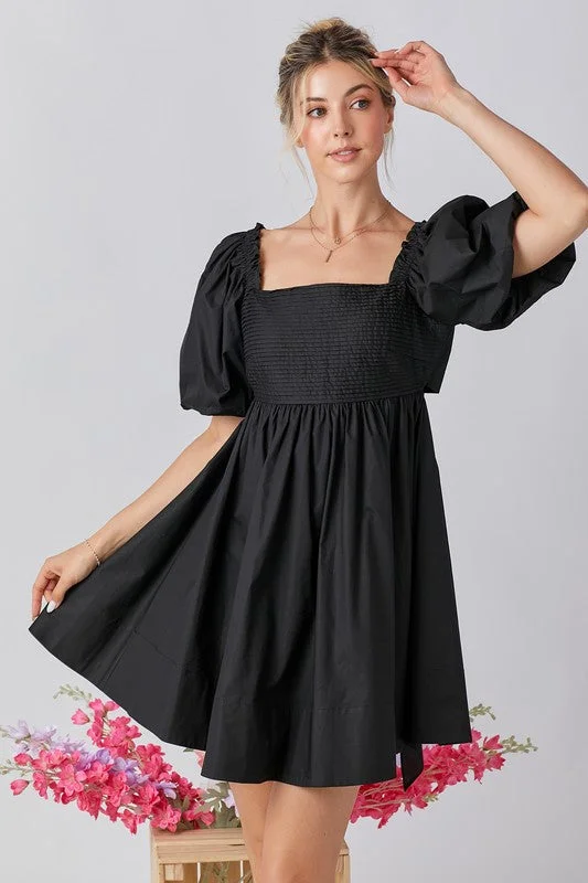 Ruffle Square A-line Cotton Mini Dress Fashionable Lace Mini Dress