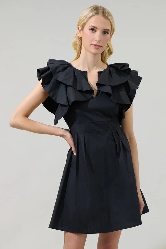 Wilma Day Ruffle Mini Dress Trendy Mesh Mini Dress