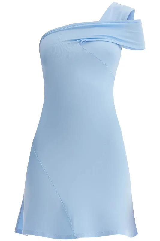 One-shoulder Mini Dress  - Grey Comfortable Bodycon Mini Dress