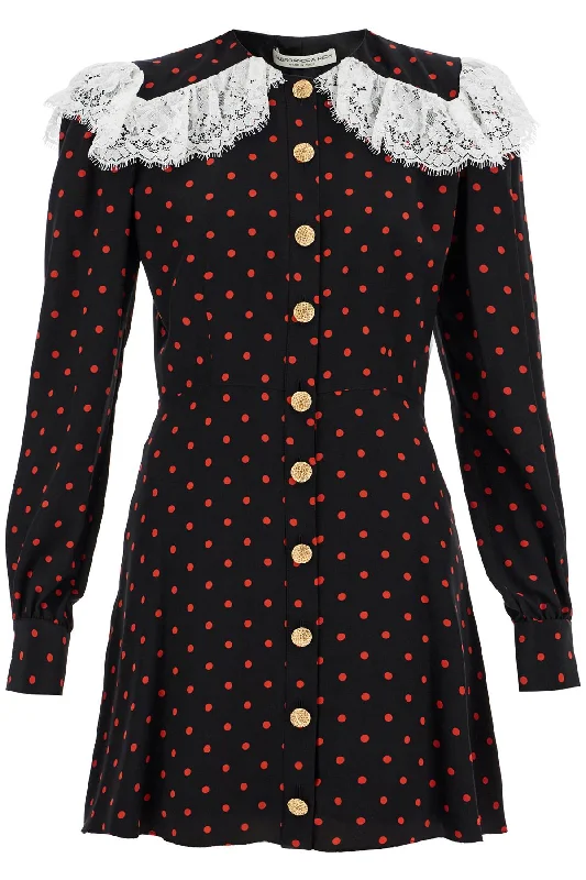 'silk Polka Dot Mini Dress  - Black Elegant Sequin Mini Dress