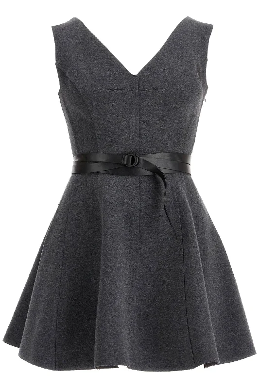 Grace Jersey Mini Dress For Women  - Grey Fashionable Mini Dress with Frills
