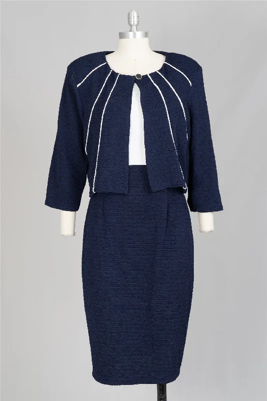 Allen Kay Jacket Dress 9115 Navy Herringbone Jacket Houndstooth Jacket Plaid Jacket