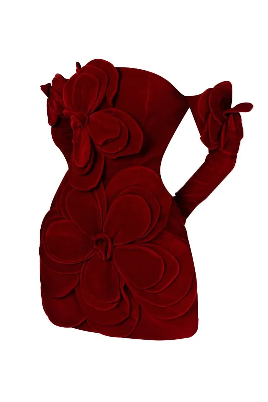 AMORA A-LINE COLD SHOULDER VELVET MINI DRESS Classic Shift Mini Dress