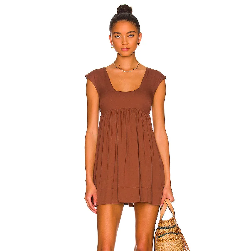 Anna Nata Women's 'Hannah' Mini Dress in Sepia Brown Elegant Silk Mini Dress