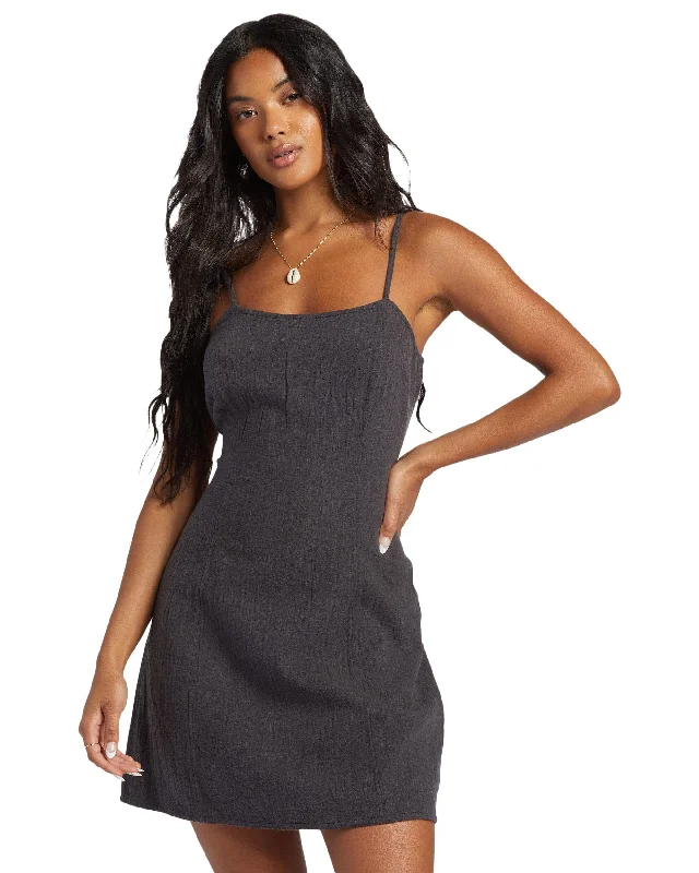 BILLABONG Women's Stay Awhile Mini Dress Black Sands Classic Striped Mini Dress