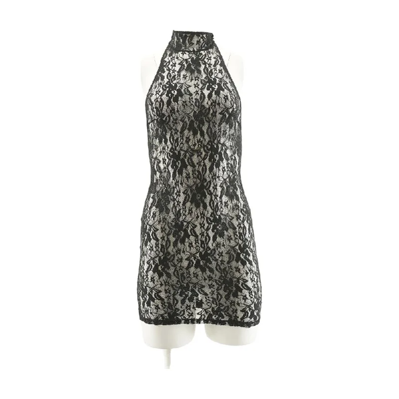 Black Solid Mini Dress Stylish Sweetheart Mini Dress