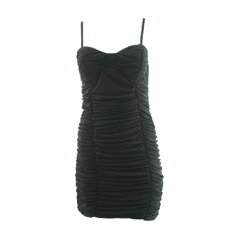 Black Solid Mini Dress Stylish Spaghetti Strap Mini Dress