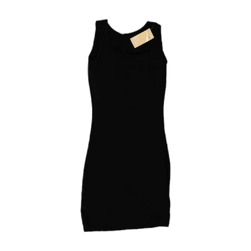 Black Solid Mini Dress Chic Bohemian Mini Dress