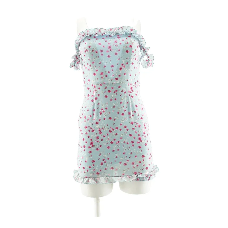 Blue Floral Mini Dress Fashionable Summer Mini Dress
