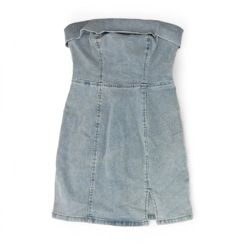 Blue Solid Mini Dress Stylish Sweetheart Mini Dress