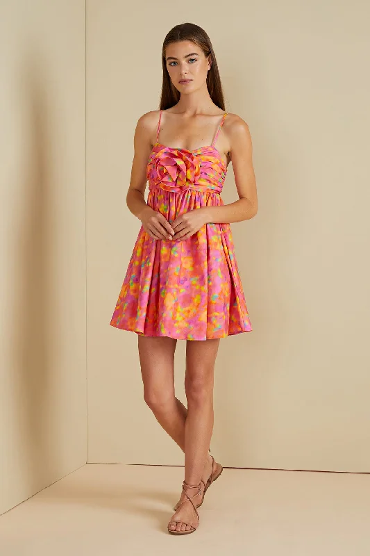 Camreigh Flower Mini Dress Chic Mini Dress with V-Neck