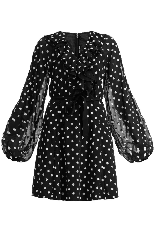 Chiffon Mini Dress With Sequ Chic Mini Dress with V-Neck