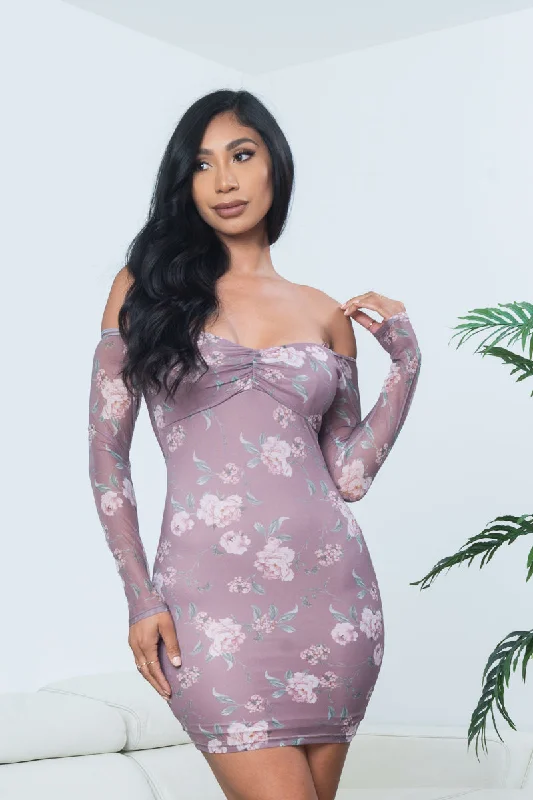 Floral Print Long Sleeve Off Shoulder Ruched Bust Bodycon Mini Dress in Mauve (CD54542) Elegant Sequin Mini Dress Floral Print Long Sleeve Off Shoulder Ruched Bust Bodycon Mini Dress in Mauve (CD54542) Elegant Sequin Mini Dress
