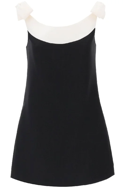 VALENTINO GARAVANI crepe couture mini dress with bows Trendy Mini Dress with Belt