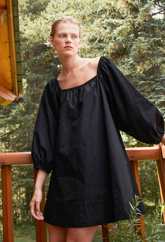 Dali Black Cotton Mini Dress Chic Sleeveless Mini Dress