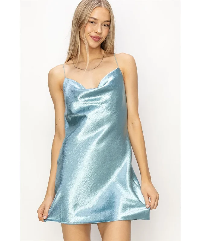 Best Around Cowl Neck Mini Dress Trendy Crossover Mini Dress