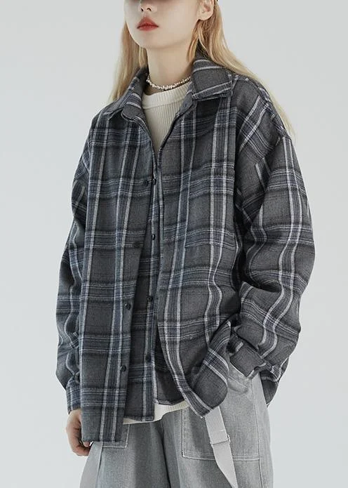 Fake two-piece plaid shirt women's autumn 2021 new coat loose jacket Tiered Jacket Buttoned Jacket Zippered Jacket