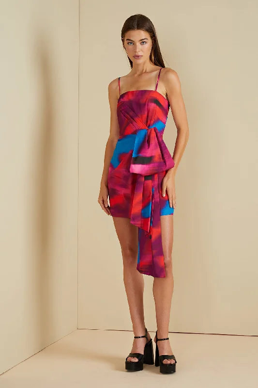 Finnegan Bow Mini Dress Elegant Floral-Print Mini Dress