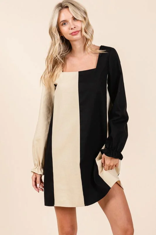 Geegee Color Block Mini Dress Classic Black Mini Dress