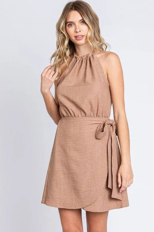 Geegee Halter Mini Dress Trendy Mini Dress with Belt