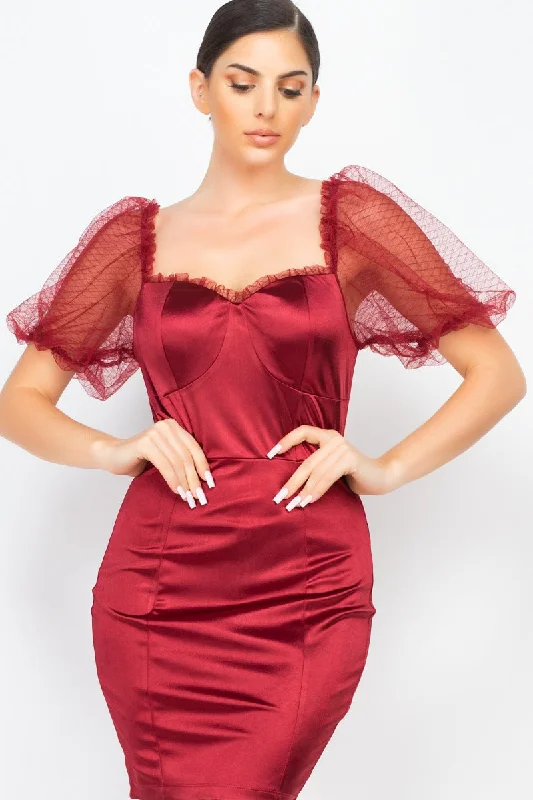Lace Sleeves Back Zipped Mini Dress Trendy Camisole Mini Dress