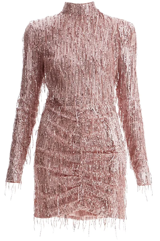 Mini Dress With Sequin Fringe Details Stylish Short Sleeve Mini Dress