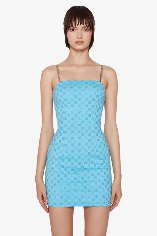 Monogram Spaghetti Mini Dress Casual Mini Dress with Pockets