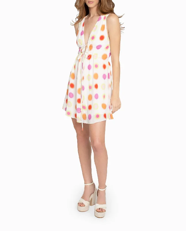 Nicole Miller Radiant Aura Silk Mini Dress Elegant Lace-Up Mini Dress