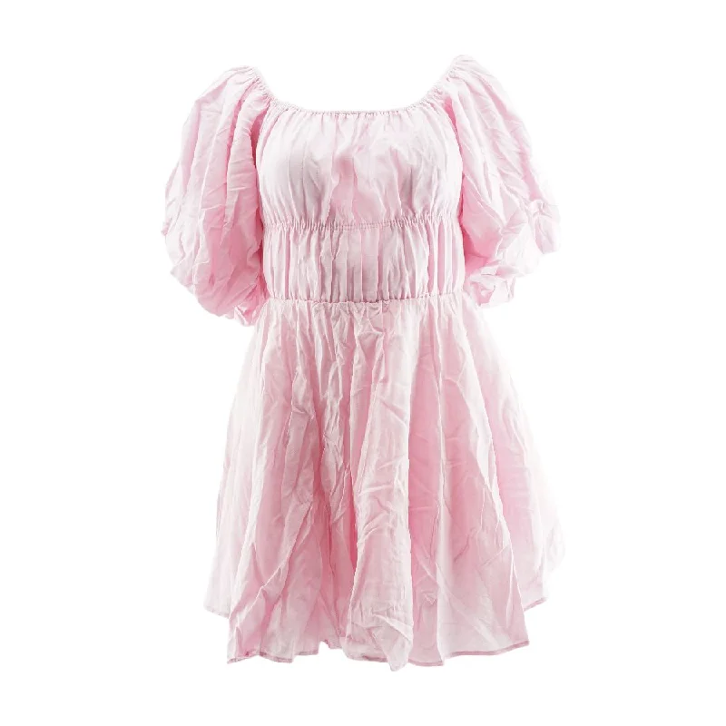 Pink Solid Mini Dress Cozy Cowl Neck Mini Dress