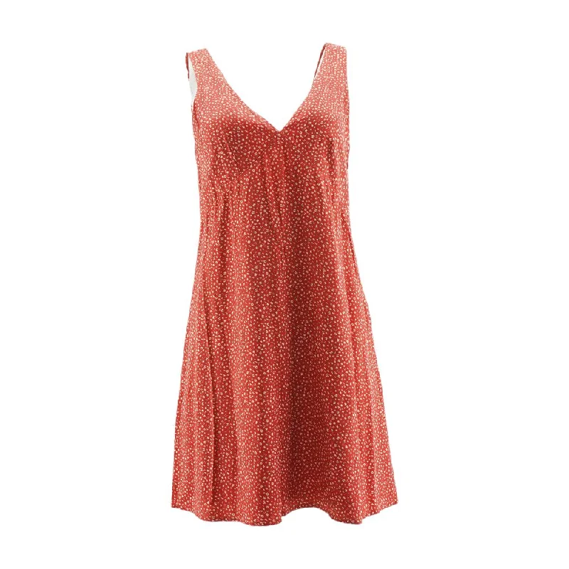 Red Floral Mini Dress Casual Mini Dress with Pockets