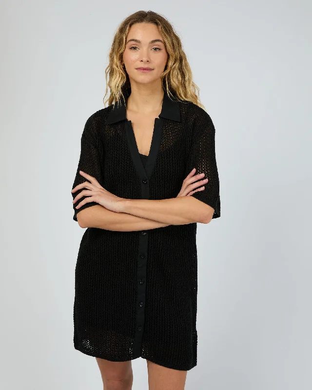 Sadie Shirt Mini Dress Black Fashionable Party Mini Dress
