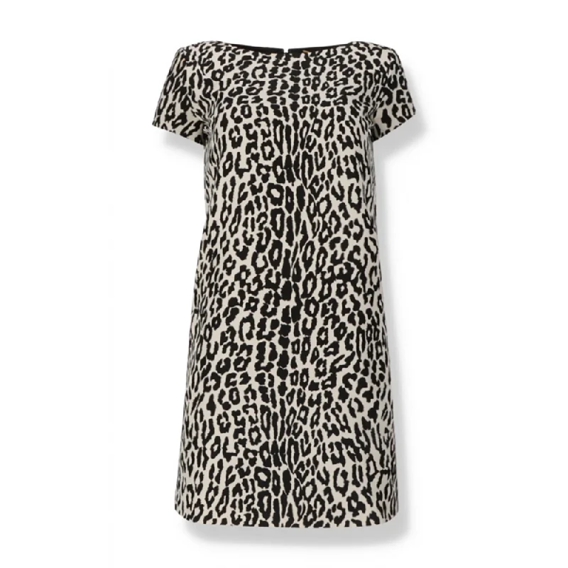 Saint Laurent Women's Babycat Leopard Print Mini Dress in White Trendy Cut-Out Mini Dress