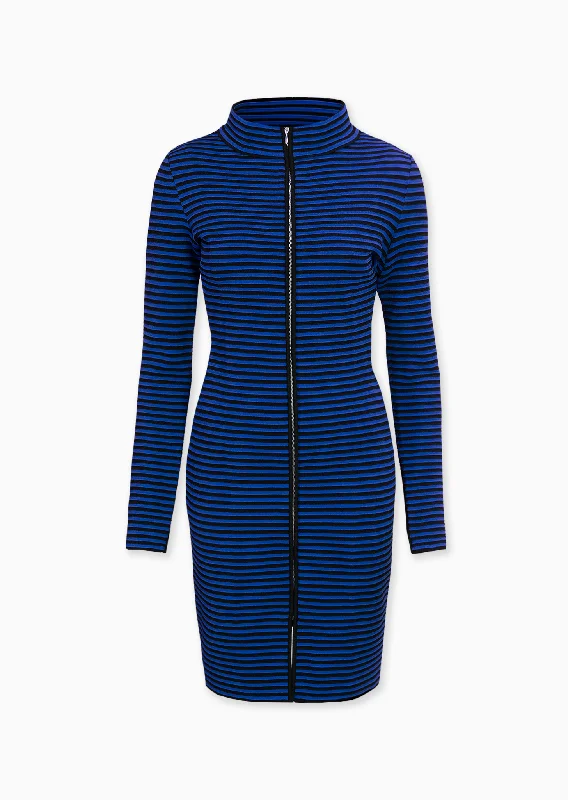 Sidonia – Long Jacket Dress with Stripes Insulated Jacket Fitted Jacket Loose Jacket