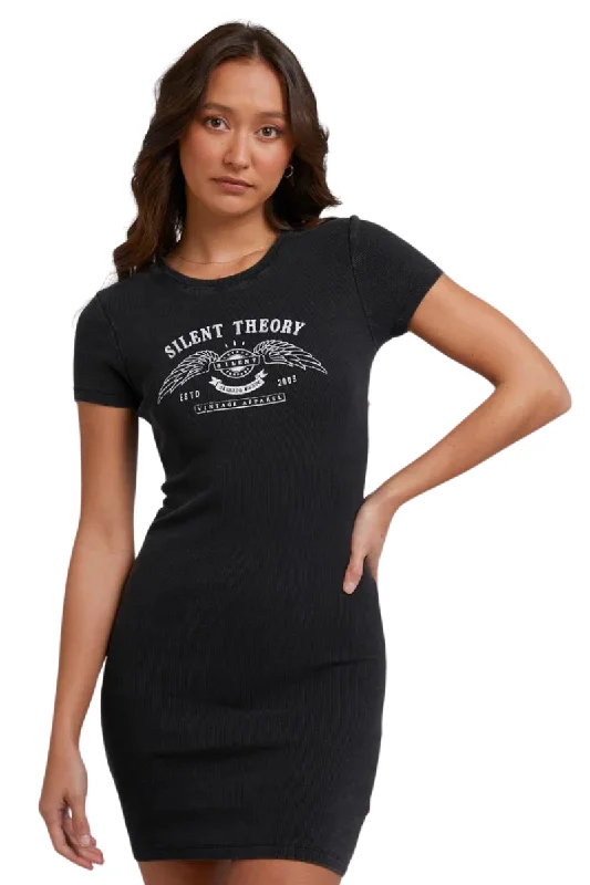 Silent Theory | Womens Kingdom Mini Dress (Washed Black) Trendy Tulle Mini Dress