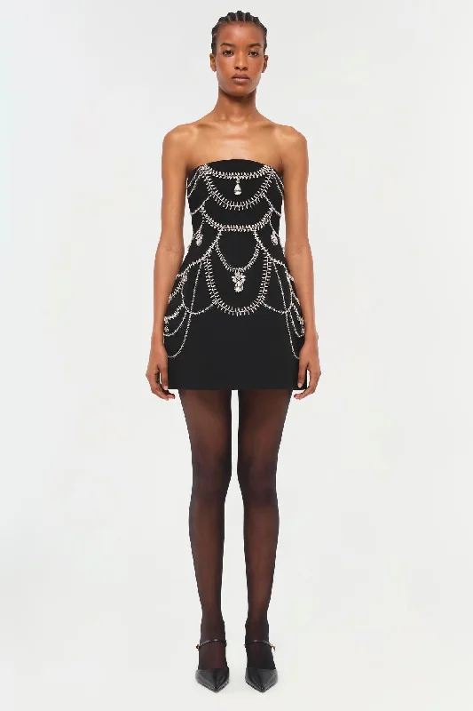 SIMKHAI - Arta Bustier Mini Dress in Black Chic Bohemian Mini Dress