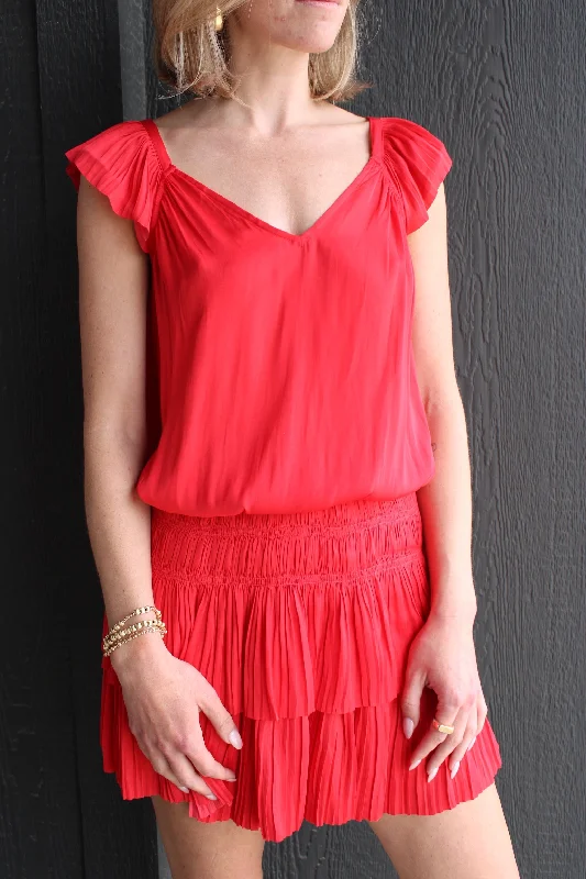 Sweetheart Smocked Mini Dress Elegant Mini Dress with Pleats