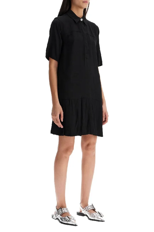 Ganni 'viscose Mini Dress With Comfortable Off-Shoulder Mini Dress