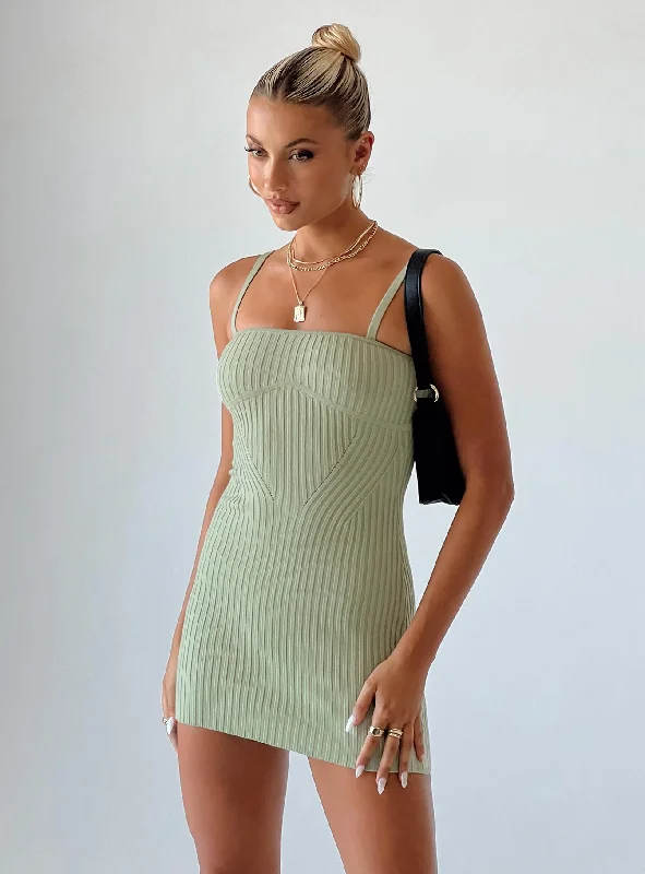 Edward Mini Dress Sage Stylish Short-Sleeve Mini Dress