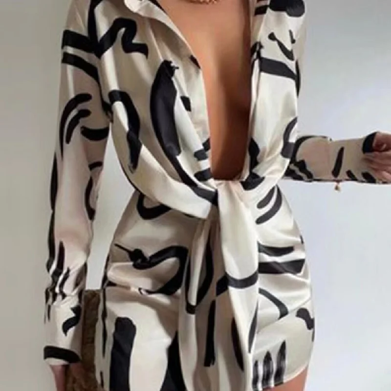 Elegant Luxury Long Sleeve Mini Dress Classic Striped Mini Dress