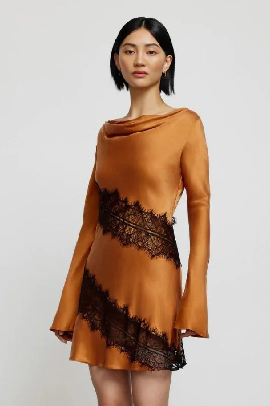 Helania Mini Dress | Caramel Chic Halter Mini Dress