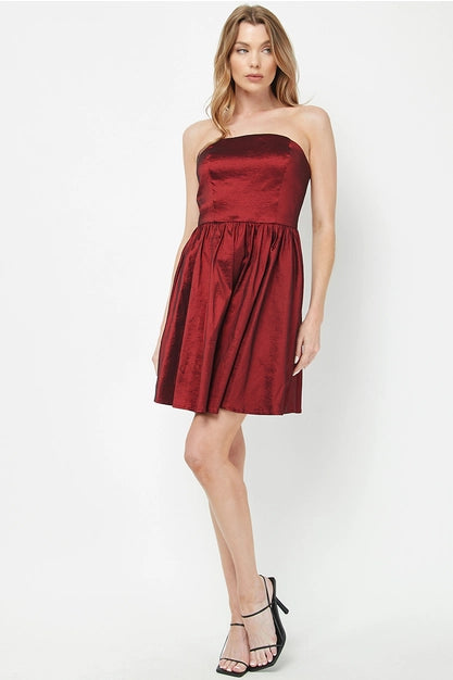 TAFFETA MINI DRESS Cozy Wraparound Mini Dress