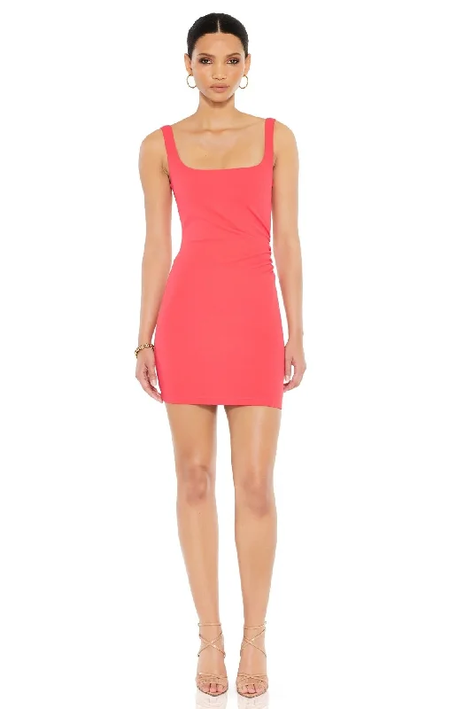 Nookie Glory Mini Dress - Coral Fashionable Polka Dot Mini Dress