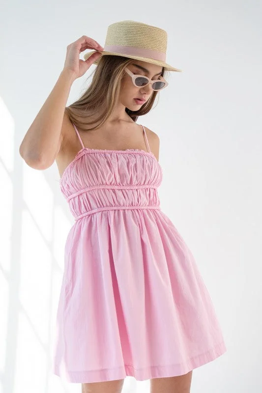 Pink Babydoll Mini Dress Trendy Tulle Mini Dress