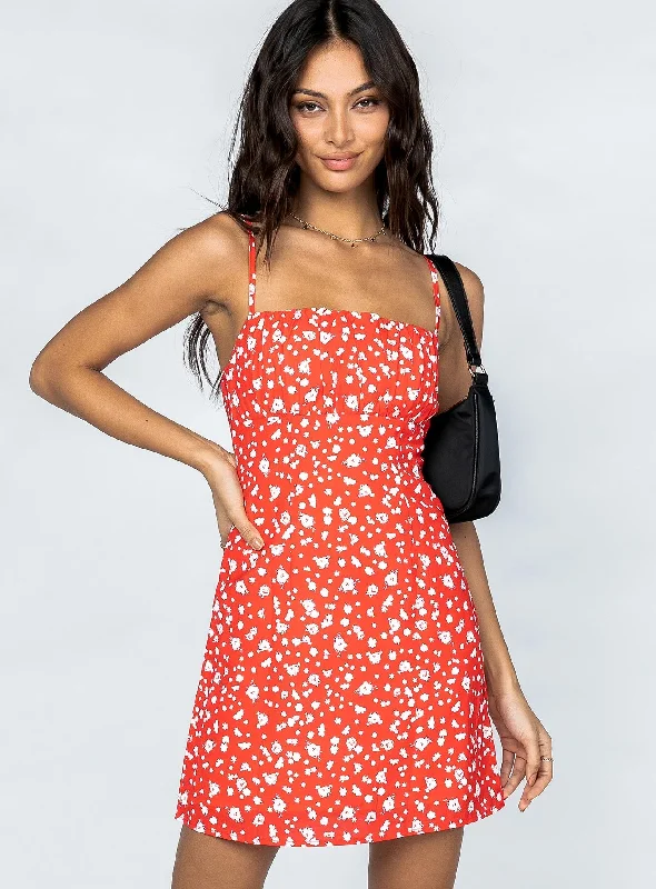 Tallie Mini Dress Red Stylish Spaghetti Strap Mini Dress