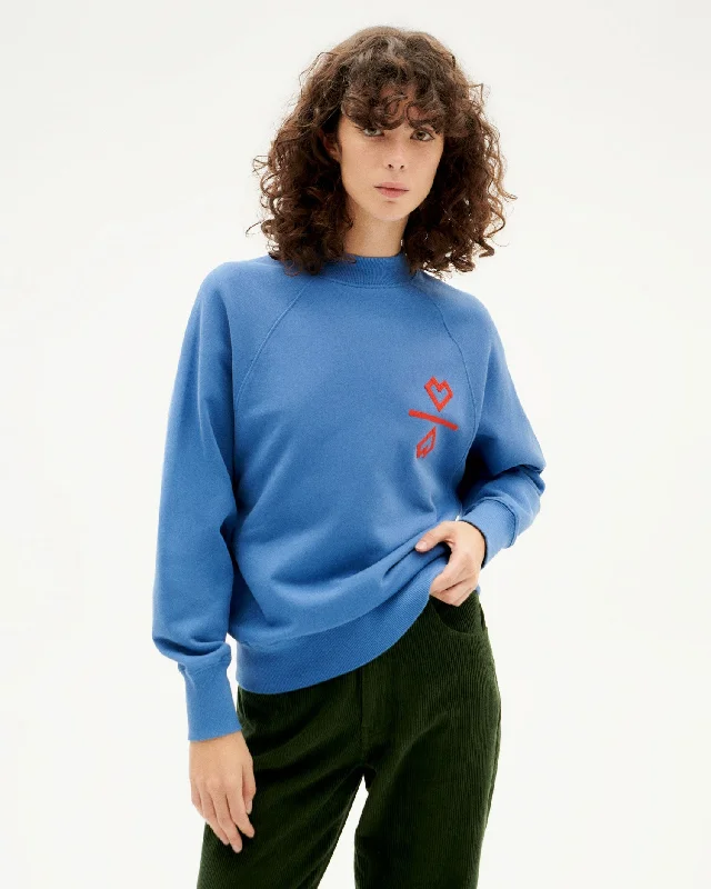 Fantine Sweatshirt 2 Hearts Blue Hoodie with Cropped Fit Short Trendy