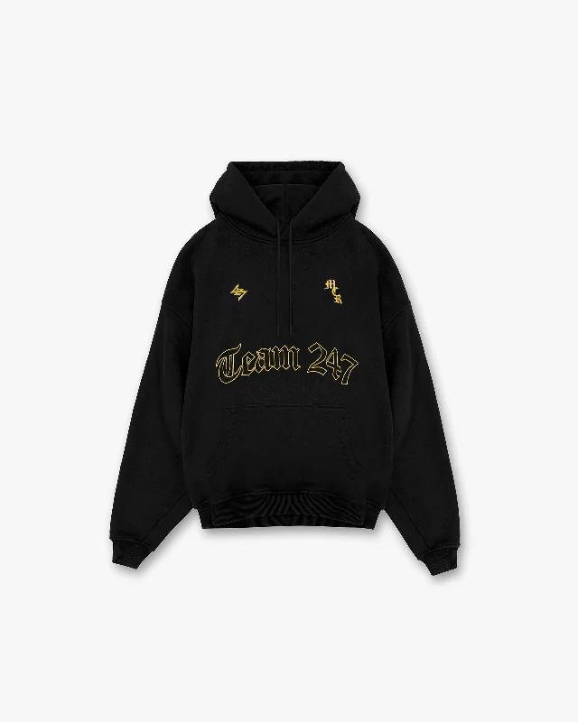 247 Manchester Marathon Oversized Hoodie - Black Hoodie with Relaxed Fit Easy Casual 247 Manchester Marathon Oversized Hoodie - Black Hoodie with Relaxed Fit Easy Casual