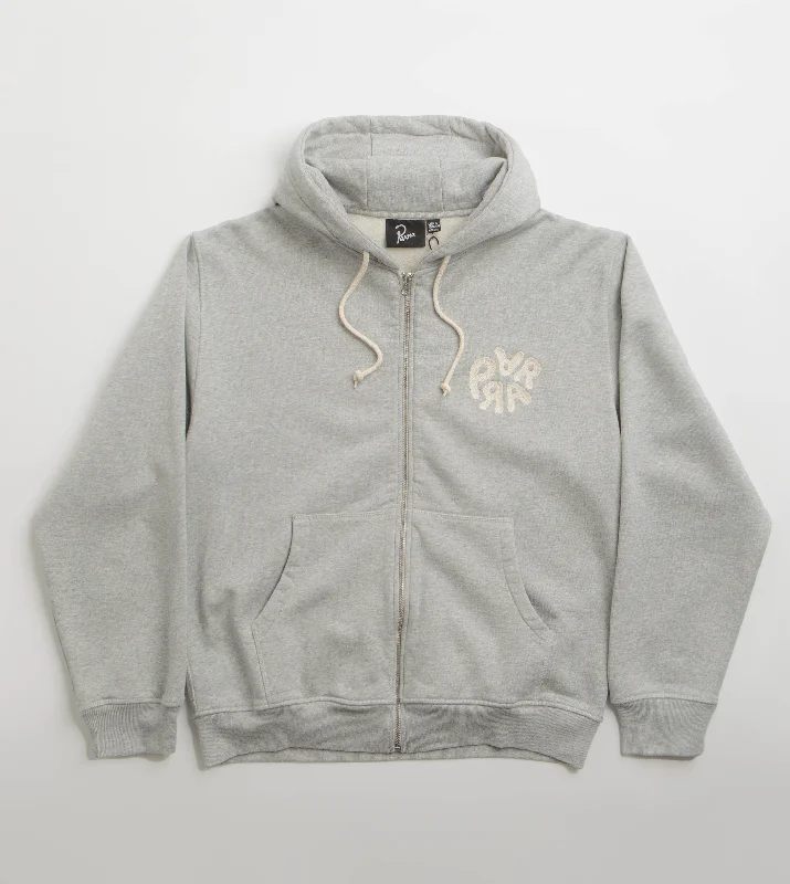 by Parra 1976 Logo Zip Hoodie - Heather Grey Hoodie with Crew Neck Simple Timeless
