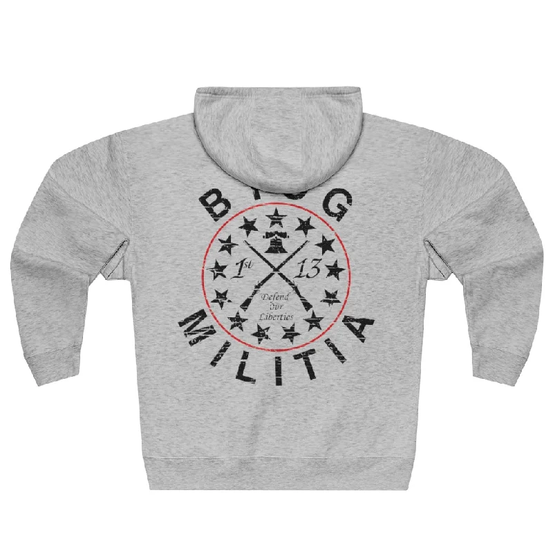 BYOG Militia, Premium Full Zip Hoodie Hoodie with Mock Neck Collared Structured