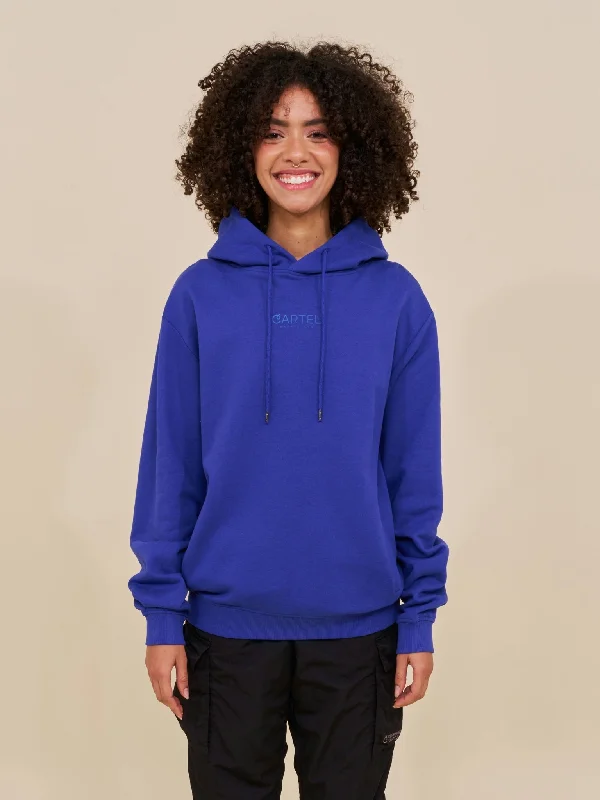 Cartel Logo Embroidered Hoodie Cartel Blue Hoodie with Lining Warm Insulated